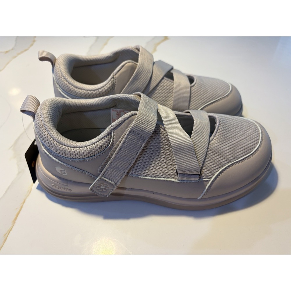 FitVille Women's Wide Width Walking Shoes Gray Hook & Loop Size 7 EW